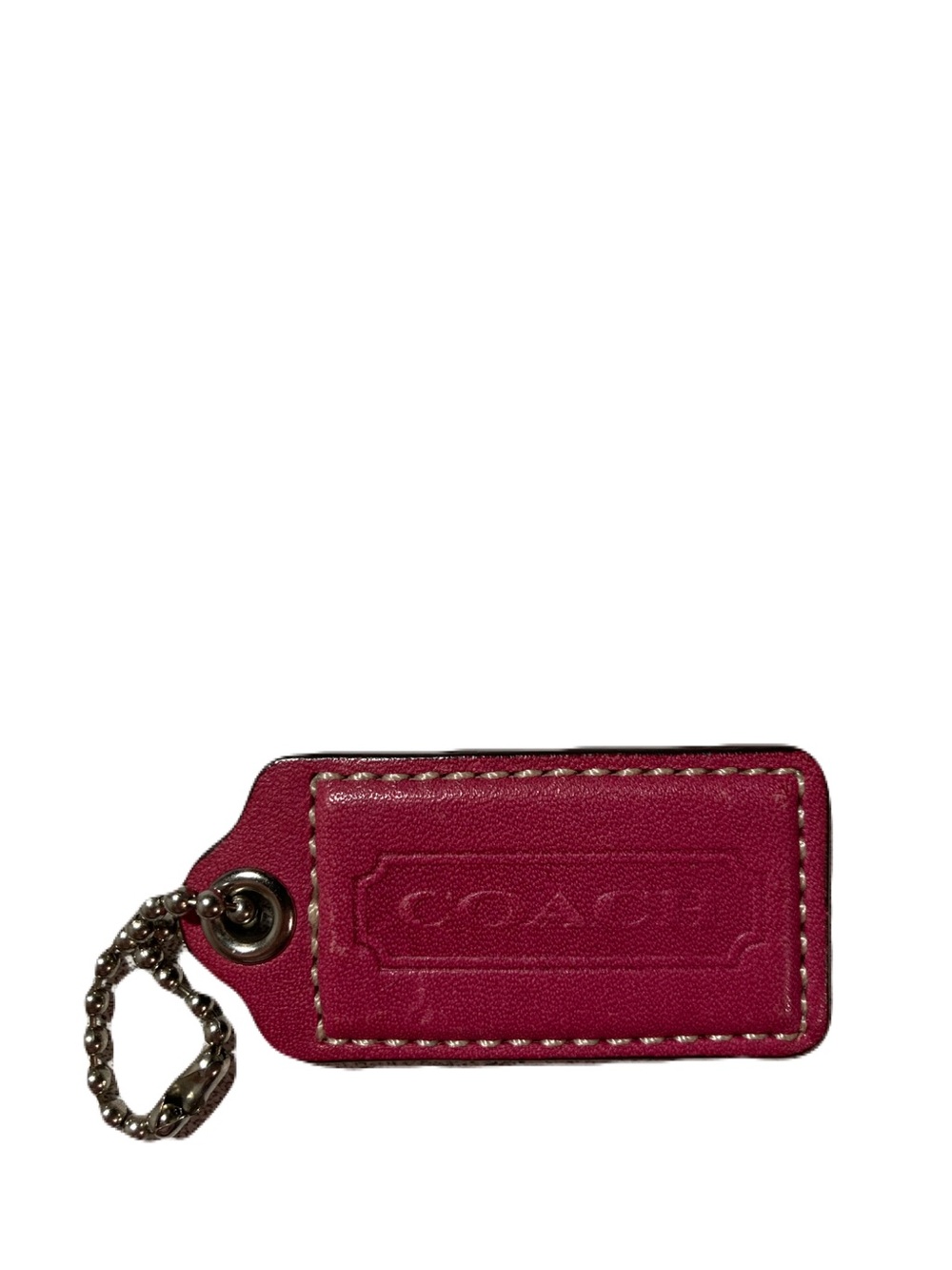 Coach Hangtag 2.5” Dark Pink Smooth Leather Bag Charm Keychain Large